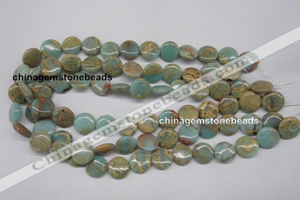 CNS161 15.5 inches 16mm flat round natural serpentine jasper beads