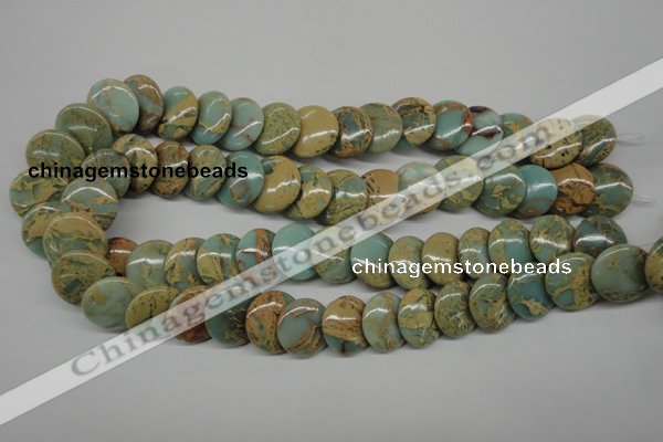 CNS175 15.5 inches 18mm flat round natural serpentine jasper beads