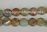 CNS189 15.5 inches 10mm flat round natural serpentine jasper beads