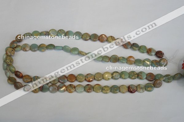 CNS189 15.5 inches 10mm flat round natural serpentine jasper beads