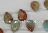 CNS199 Top-drilled 10*14mm flat teardrop natural serpentine jasper beads