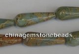 CNS201 15.5 inches 10*30mm teardrop natural serpentine jasper beads