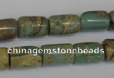 CNS205 15.5 inches 10*14mm drum natural serpentine jasper beads