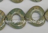 CNS220 15.5 inches 25*25mm heart donut natural serpentine jasper beads