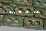 CNS226 15.5 inches 15*25mm carved rectangle natural serpentine jasper beads