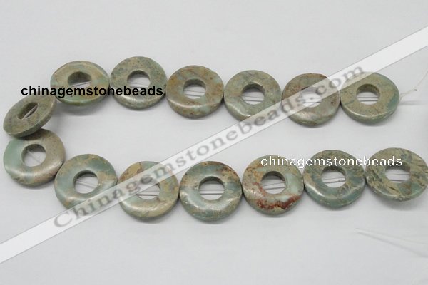 CNS23 16 inches 30mm flat round natural serpentine jasper beads