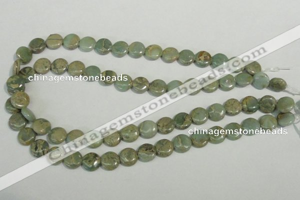 CNS230 15.5 inches 12mm flat round natural serpentine jasper beads