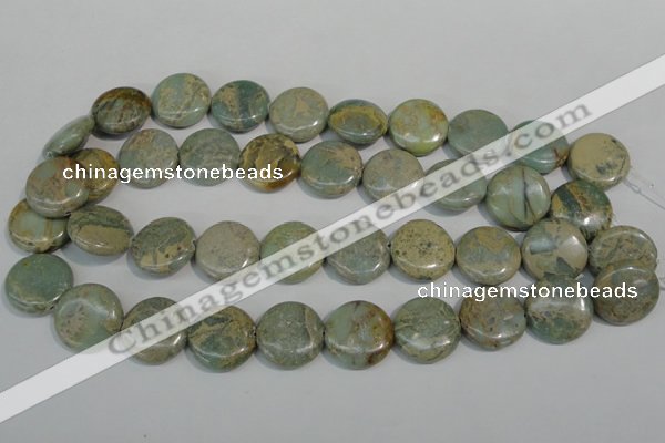 CNS233 15.5 inches 20mm flat round natural serpentine jasper beads