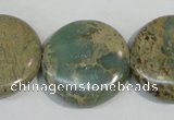 CNS234 15.5 inches 25mm flat round natural serpentine jasper beads