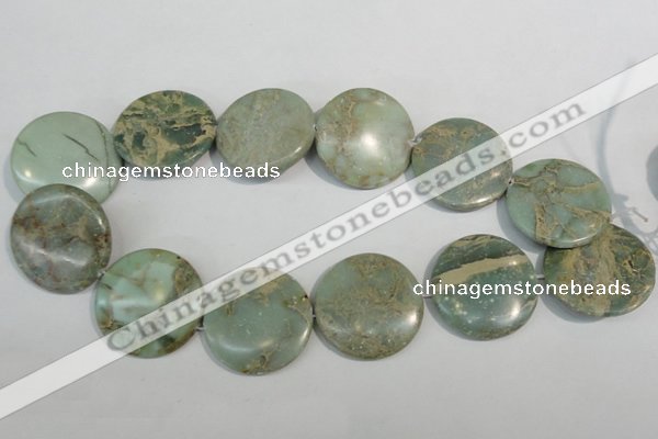 CNS236 15.5 inches 35mm flat round natural serpentine jasper beads