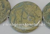 CNS238 15.5 inches 50mm flat round natural serpentine jasper beads