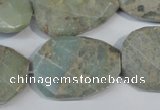 CNS262 20*30mm twisted & faceted rectangle natural serpentine jasper beads