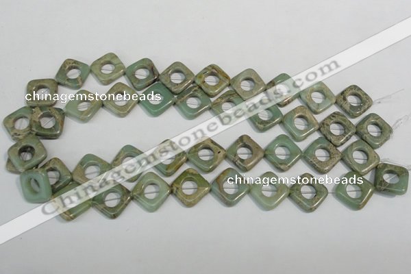 CNS267 15.5 inches 16*16mm diamond donut natural serpentine jasper beads