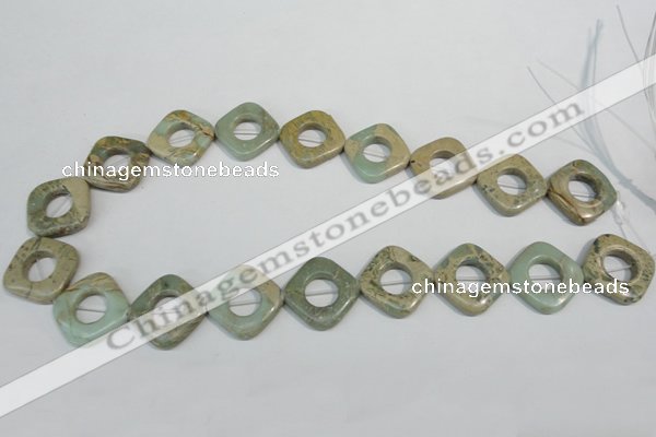 CNS268 15.5 inches 20*20mm diamond donut natural serpentine jasper beads