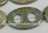 CNS270 15.5 inches 25*40mm carved oval natural serpentine jasper beads