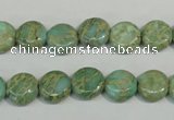 CNS280 15.5 inches 10mm flat round natural serpentine jasper beads