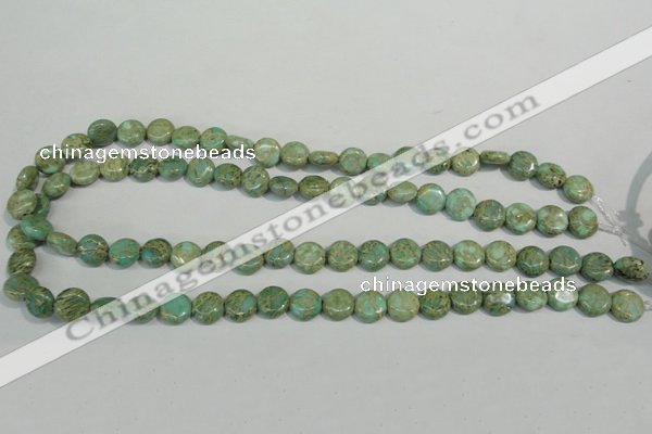 CNS280 15.5 inches 10mm flat round natural serpentine jasper beads