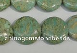 CNS284 15.5 inches 18mm flat round natural serpentine jasper beads