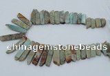 CNS300 Top drilled 10*25mm - 12*50mm sticks serpentine jasper beads