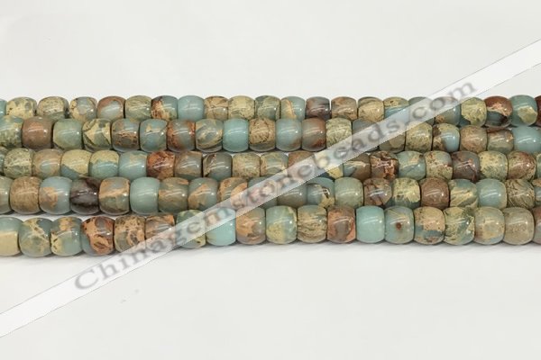 CNS306 15.5 inches 6*8mm rondelle serpentine jasper beads