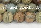 CNS342 15.5 inches 8mm faceted round serpentine jasper beads