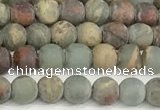 CNS344 15.5 inches 4mm round matte serpentine jasper beads