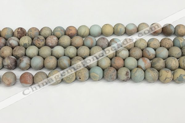 CNS348 15.5 inches 10mm round matte serpentine jasper beads