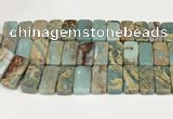 CNS353 7.5 inches 10*20mm rectangle double drilled serpentine jasper beads