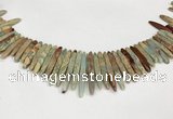 CNS355 Top drilled 5*15mm - 6*45mm sticks serpentine jasper beads