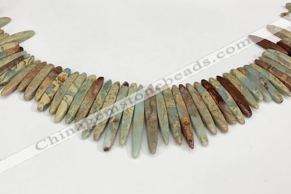 CNS355 Top drilled 5*15mm - 6*45mm sticks serpentine jasper beads