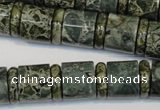 CNS418 15.5 inches 4*14mm rondelle & 12*14mm tube serpentine jasper beads