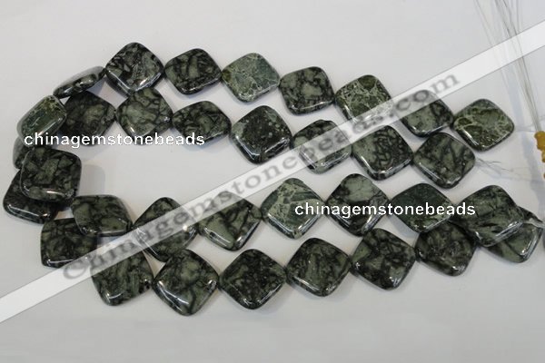 CNS432 15.5 inches 20*20mm diamond natural serpentine jasper beads