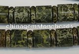 CNS518 15.5 inches 4*14mm rondelle & 12*14mm tube serpentine jasper beads