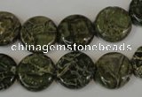 CNS520 15.5 inches 14mm flat round natural serpentine jasper beads