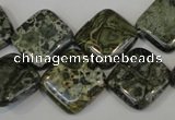 CNS530 15.5 inches 16*16mm diamond natural serpentine jasper beads