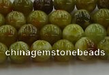 CNS602 15.5 inches 8mm round green dragon serpentine jasper beads