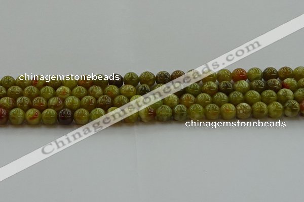 CNS602 15.5 inches 8mm round green dragon serpentine jasper beads