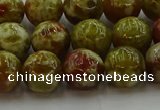 CNS604 15.5 inches 12mm round green dragon serpentine jasper beads