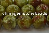 CNS605 15.5 inches 14mm round green dragon serpentine jasper beads