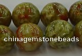 CNS607 15.5 inches 18mm round green dragon serpentine jasper beads