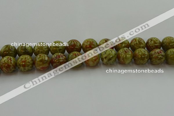 CNS607 15.5 inches 18mm round green dragon serpentine jasper beads