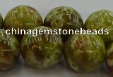 CNS608 15.5 inches 20mm round green dragon serpentine jasper beads