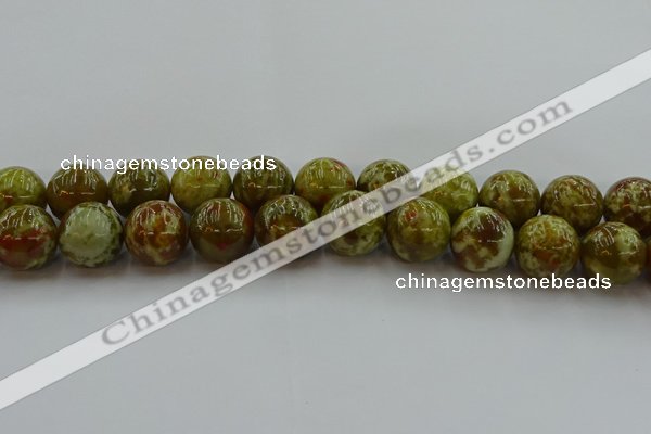 CNS608 15.5 inches 20mm round green dragon serpentine jasper beads