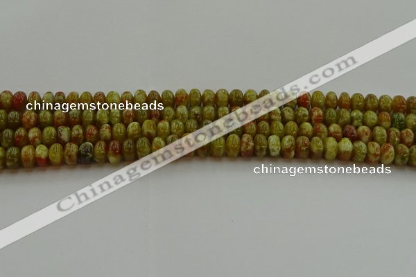 CNS610 15.5 inches 4*6mm rondelle green dragon serpentine jasper beads