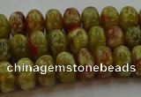 CNS612 15.5 inches 6*10mm rondelle green dragon serpentine jasper beads