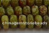 CNS614 15.5 inches 8*14mm rondelle green dragon serpentine jasper beads