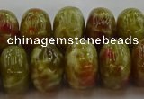 CNS615 15.5 inches 10*16mm rondelle green dragon serpentine jasper beads