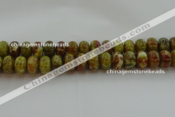 CNS616 15.5 inches 12*18mm rondelle green dragon serpentine jasper beads