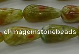 CNS618 15.5 inches 8*16mm teardrop green dragon serpentine jasper beads