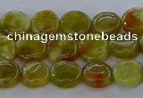 CNS619 15.5 inches 8mm flat round green dragon serpentine jasper beads